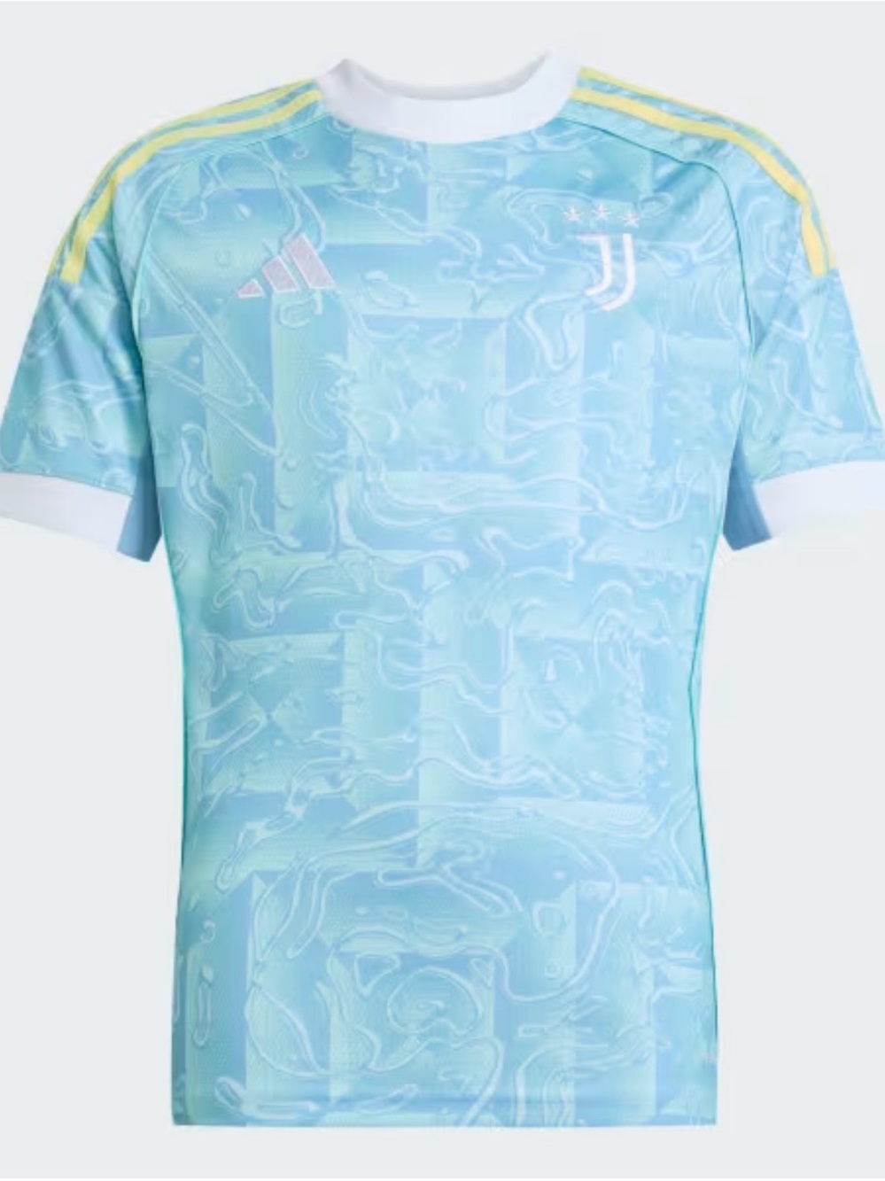 adidas Light Blue Juventus Training Top with Yellow Stripes